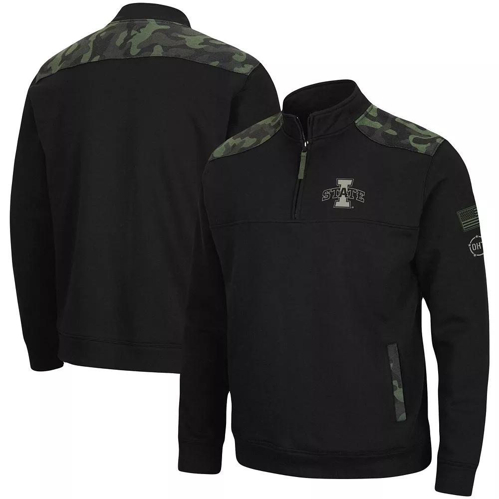 Men's Colosseum Black Louisville Cardinals OHT Military Appreciation Commo Fleece Quarter-Zip Jacket,  Product Image
