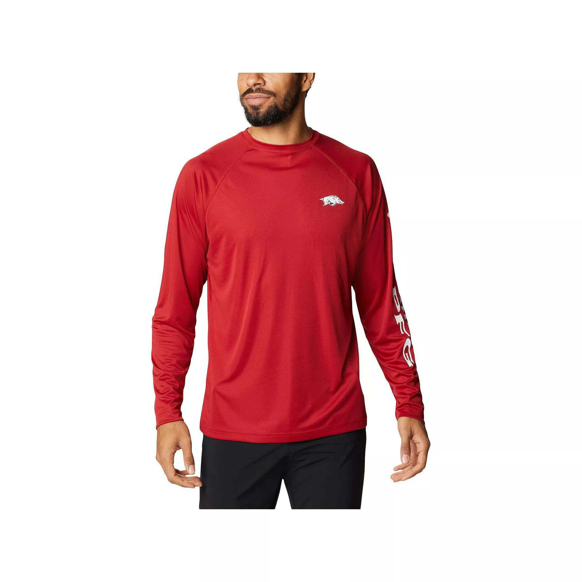 Men's Columbia Cardinal Arkansas Razorbacks Terminal Tackle Omni-Shade Raglan Long Sleeve T-Shirt,  Product Image