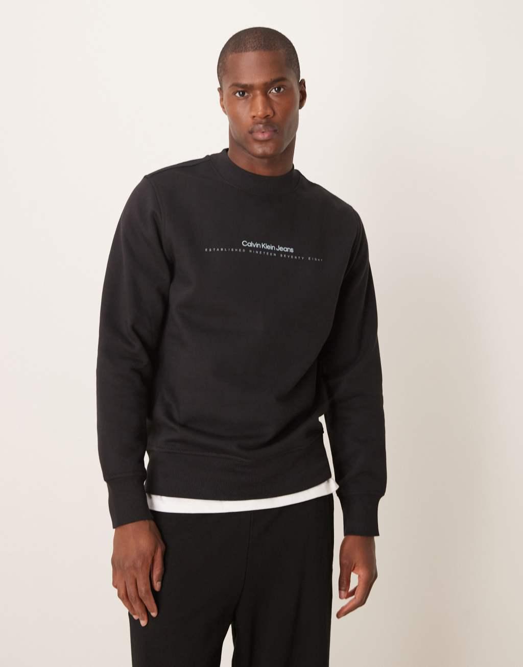 Calvin Klein Jeans minimal logo sweatshirt in black Product Image