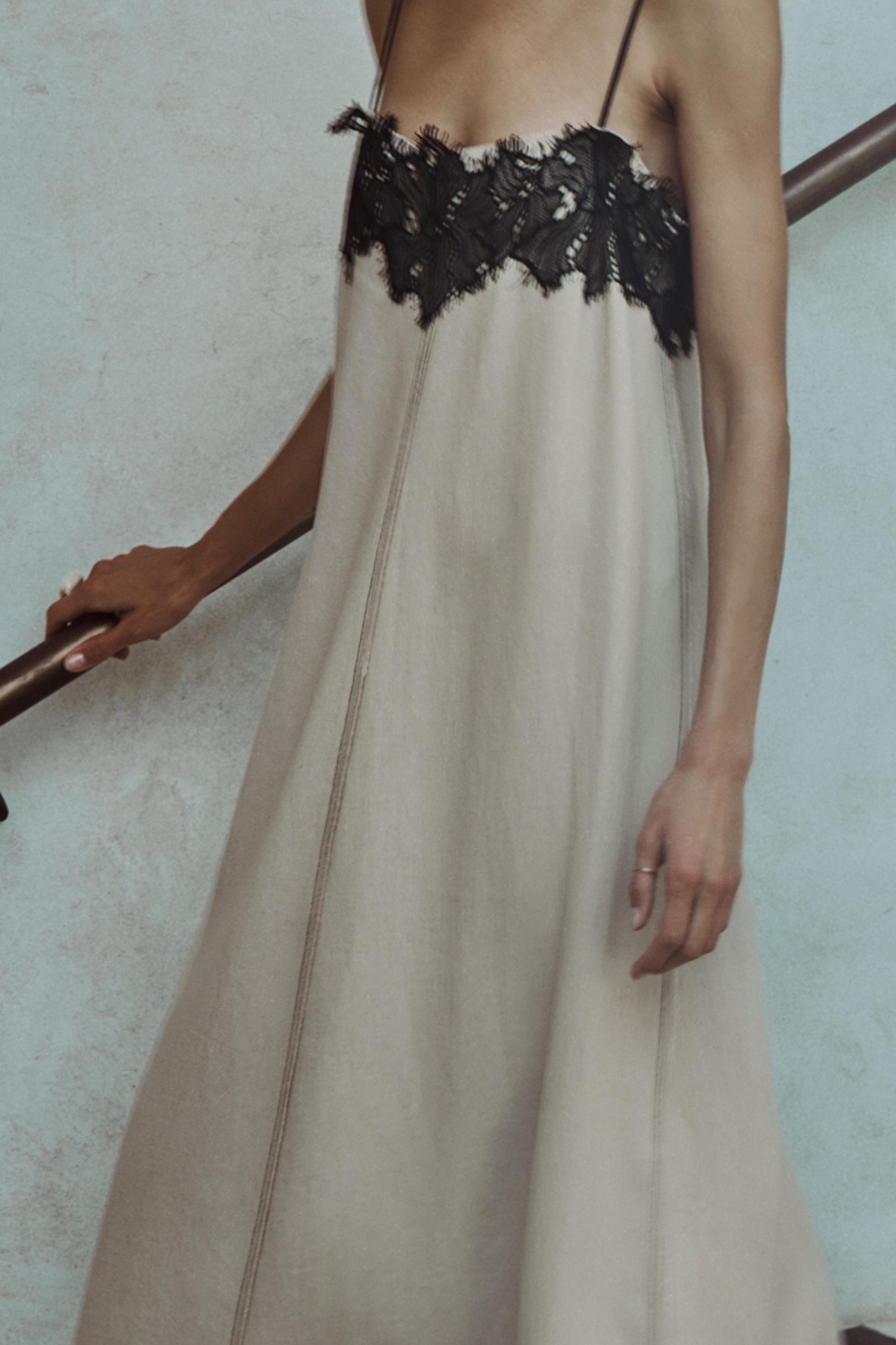 LINEN BLEND LACE DRESS ZW COLLECTION Product Image