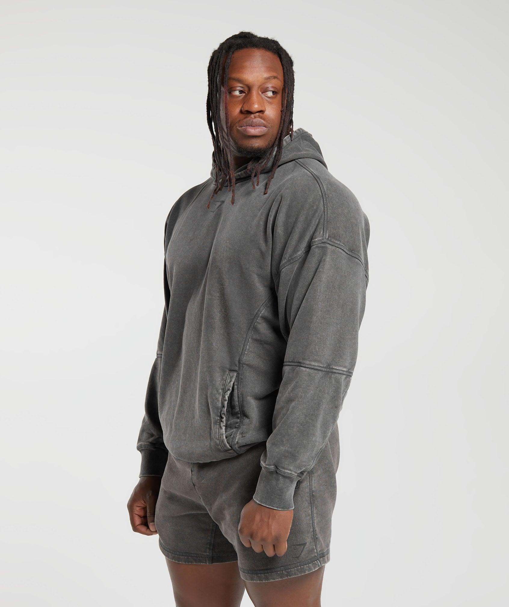 Gymshark Heritage Washed Hoodie - Onyx Grey Male Product Image