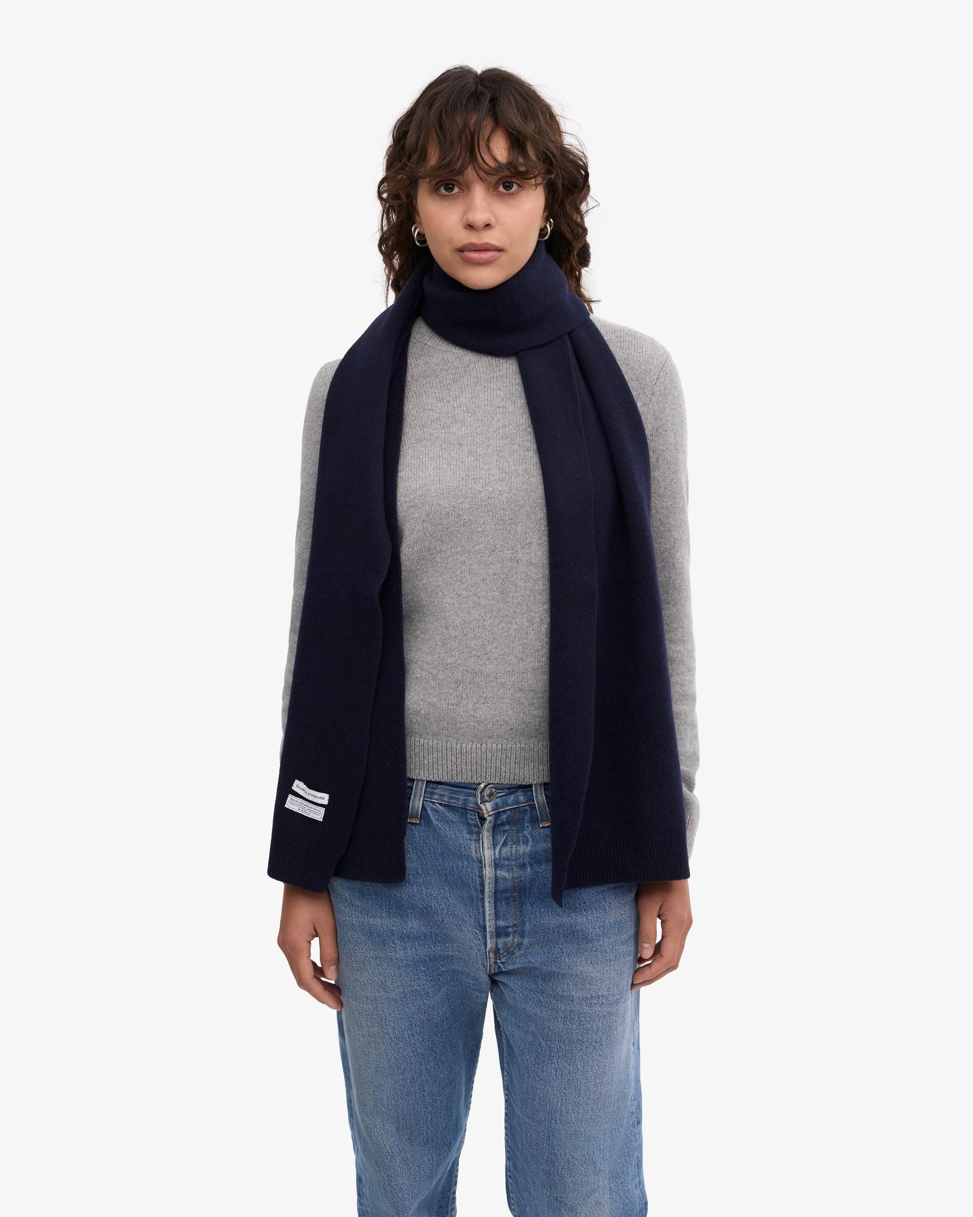 Merino Wool Scarf - Navy Blue Product Image