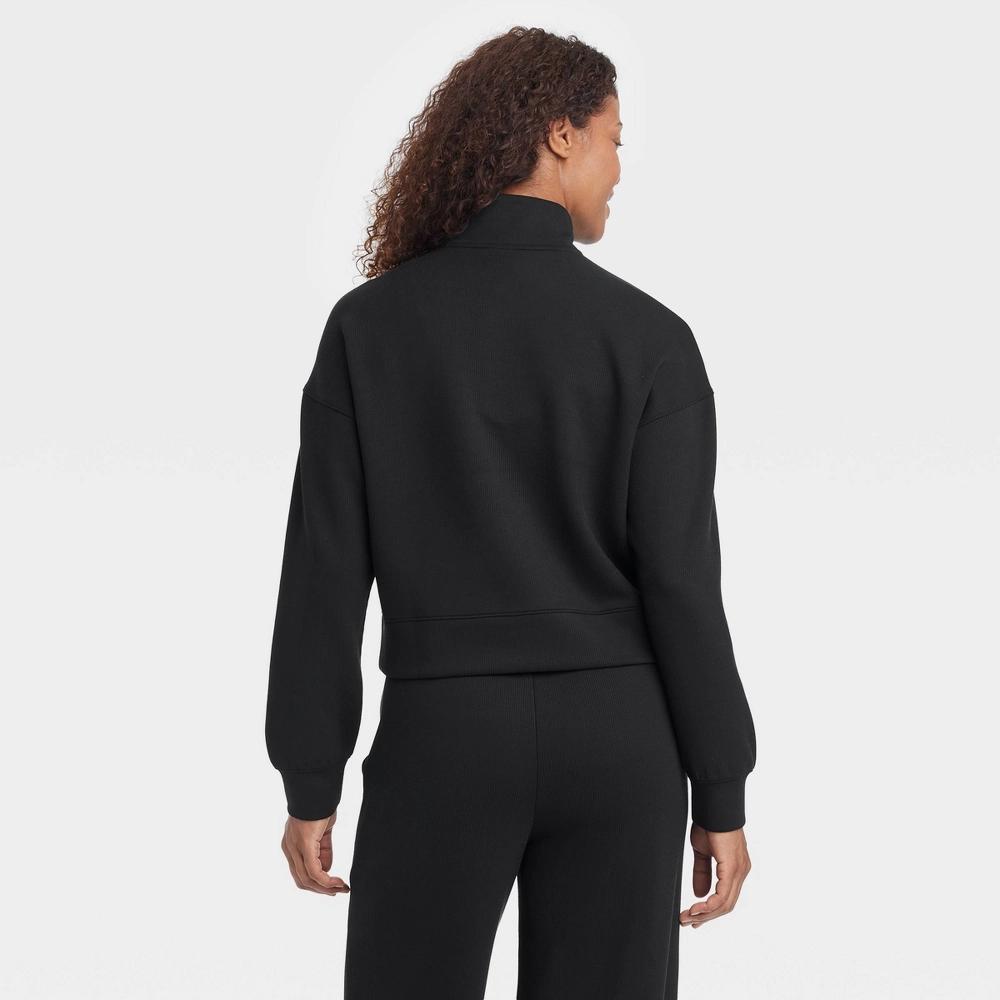 Womens Airy Sleek Ribbed 1/2 Zip Pullover Sweatshirt - All In Motion Black M Product Image