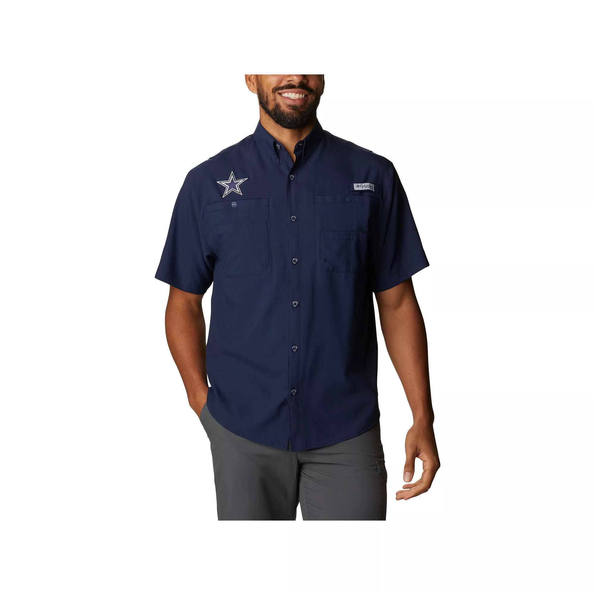 Men's Columbia Navy Dallas Cowboys Tamiami Omni-Shade Button-Down Short Sleeve Shirt,  Product Image