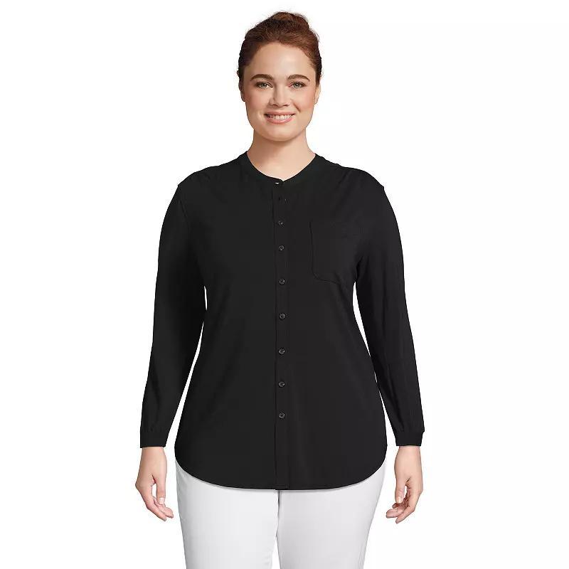 Plus Size Lands' End Long Sleeve Jersey A-line Tunic, Women's, Size: 2XL, Black Product Image