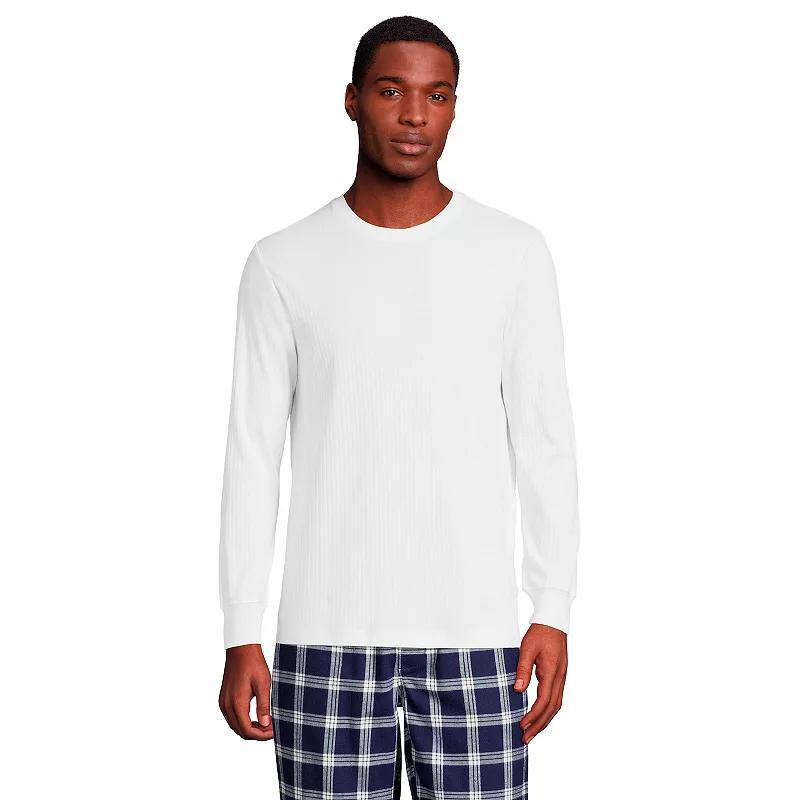 Men's Lands' End Knit Ribbed Crewneck Pajama Sleep Shirt, Size: Medium, Black Product Image