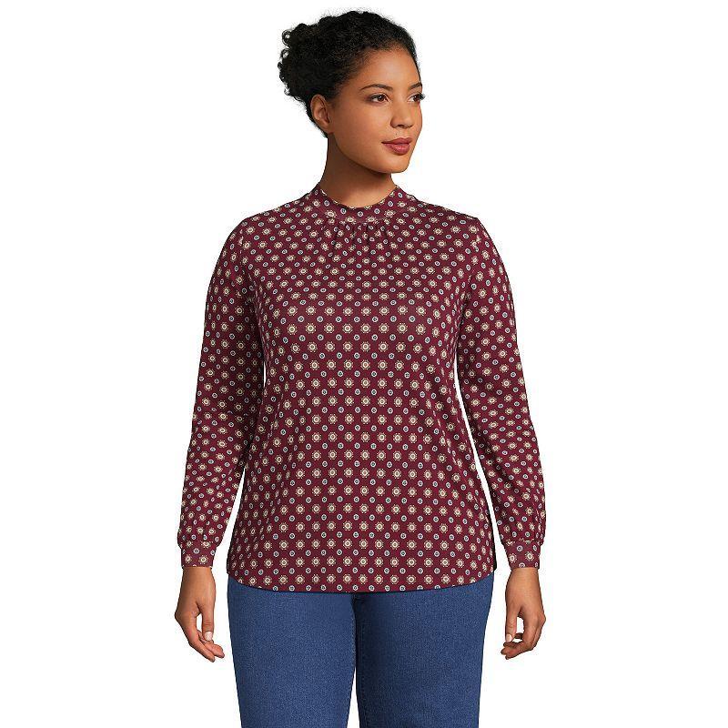 Plus Size Lands End Gathered Mockneck Top, Womens Product Image