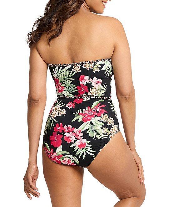 Tommy Bahama Lily Cat Floral Print Sweetheart Strapless Tummy Control One Piece Swimsuit Product Image