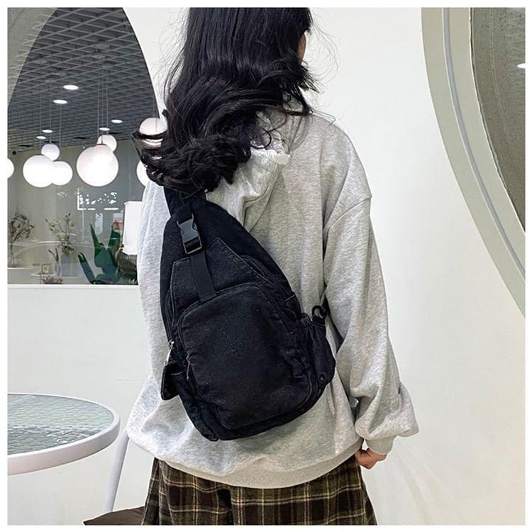 Buckle Denim Sling Bag Product Image