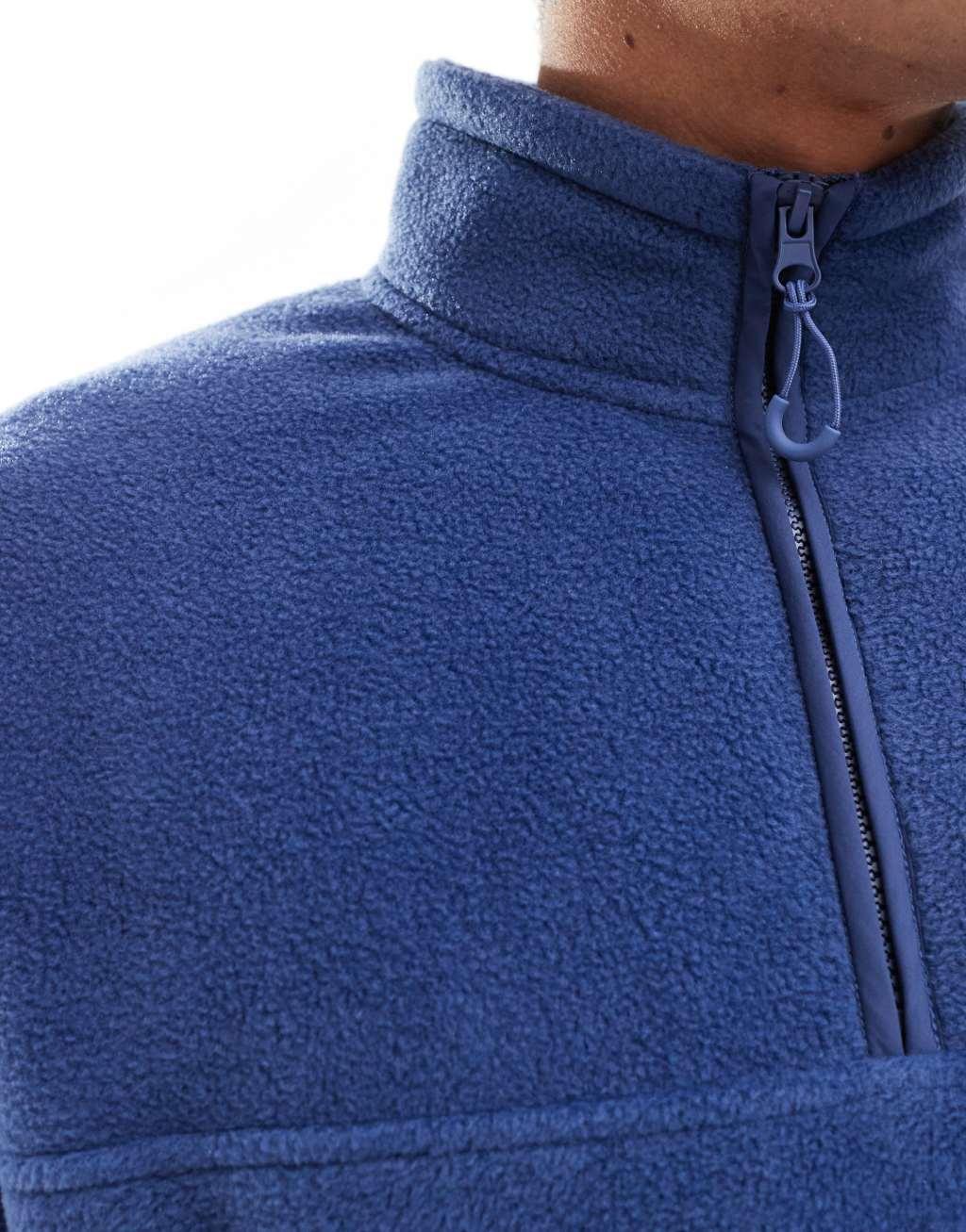 ASOS DESIGN oversized half zip fleece sweatshirt in dark blue Product Image