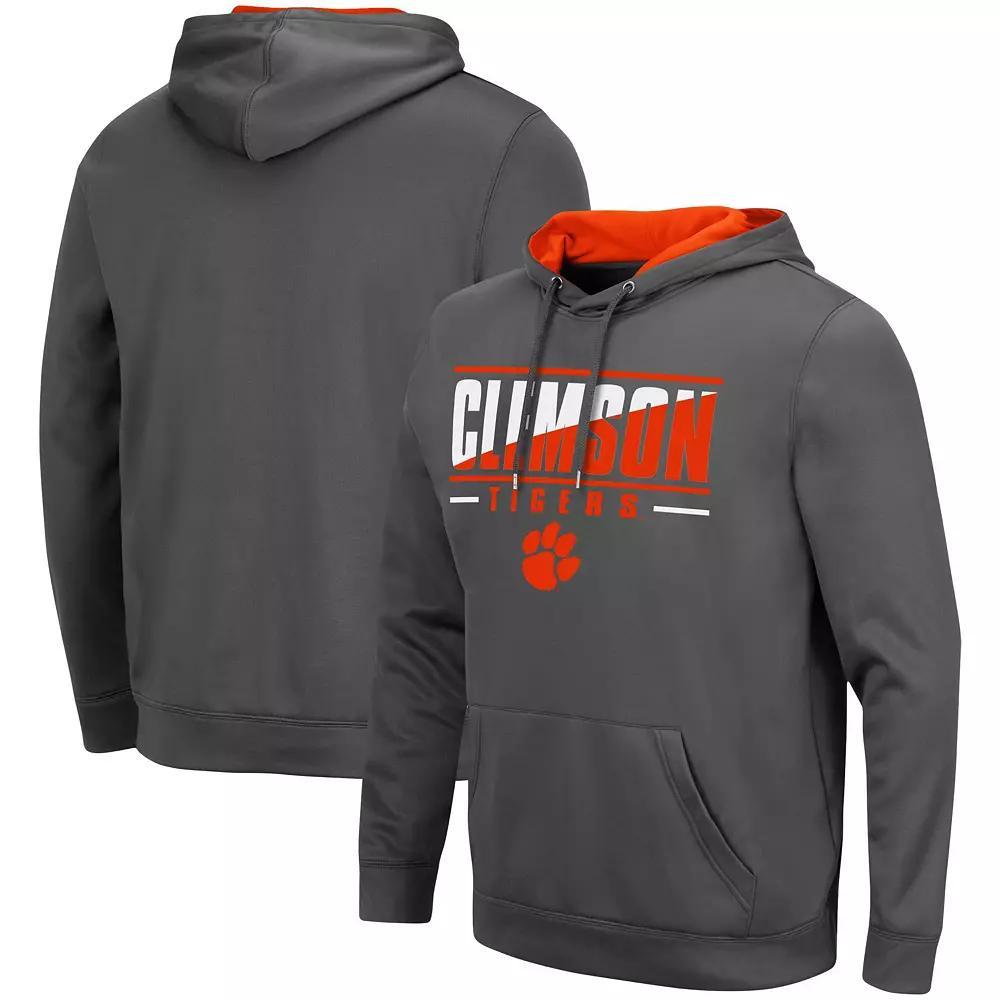 Men's Colosseum Charcoal Clemson Tigers Slash Stack 2.0 Pullover Hoodie, Size: Large Product Image