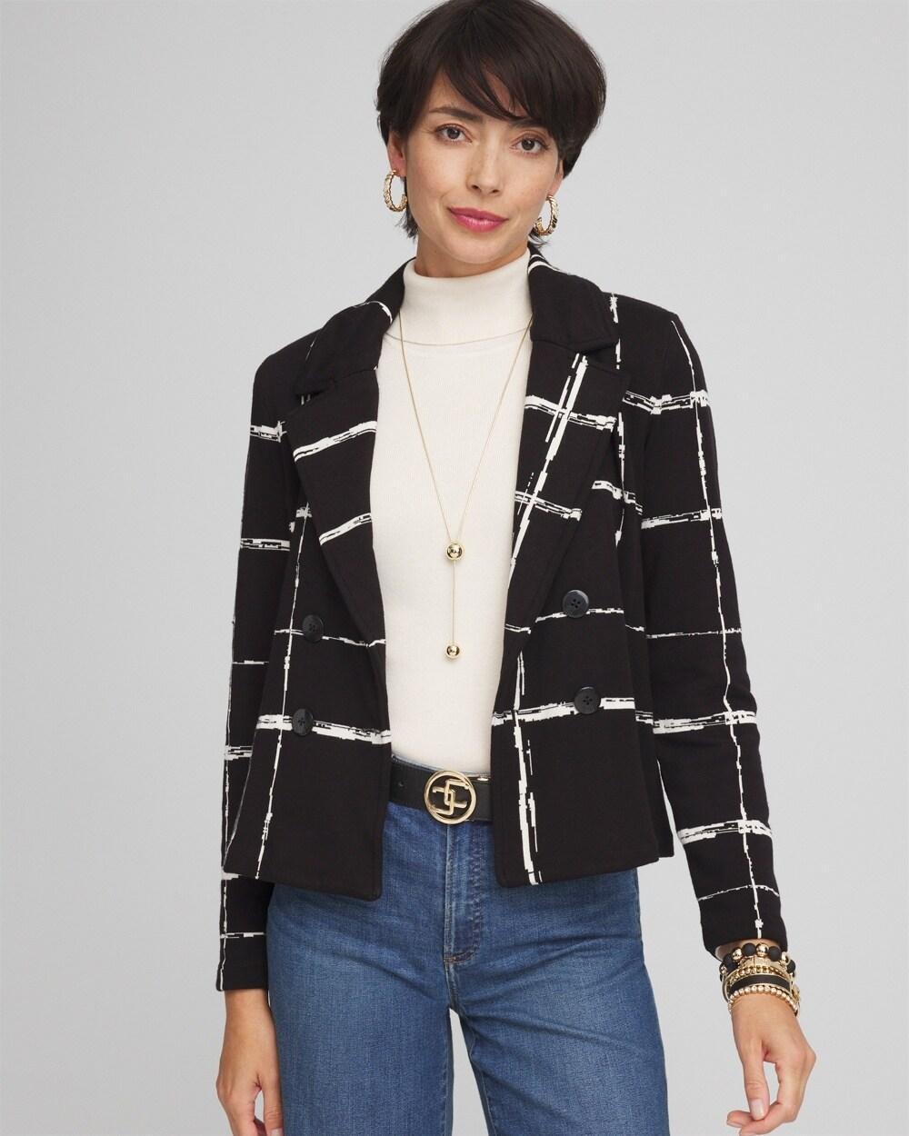 Cropped Double-Breasted Sweater Blazer Product Image