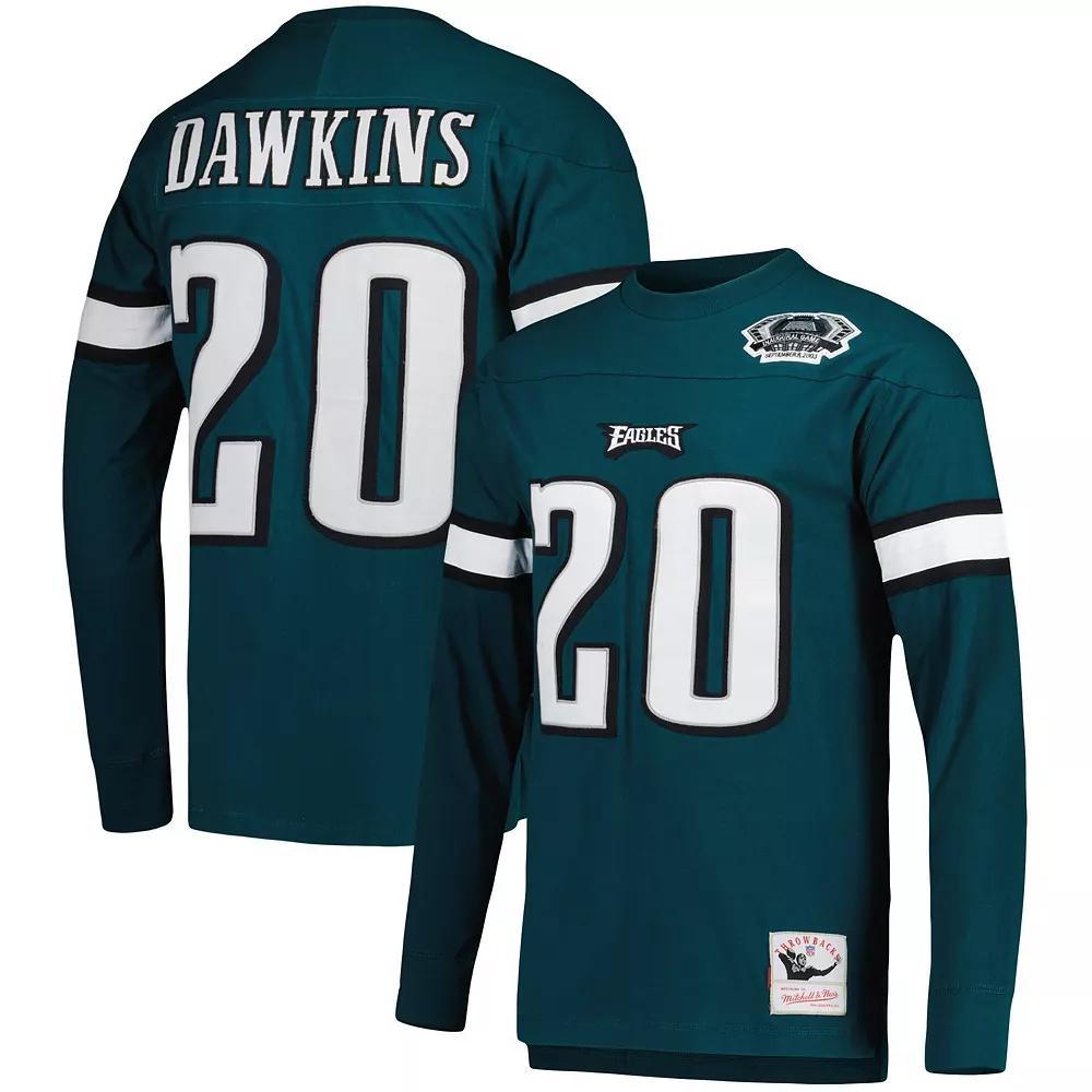Men's Mitchell & Ness Brian Dawkins Midnight Green Philadelphia Eagles Retired Player Name & Number Long Sleeve Top, Size: XL Product Image