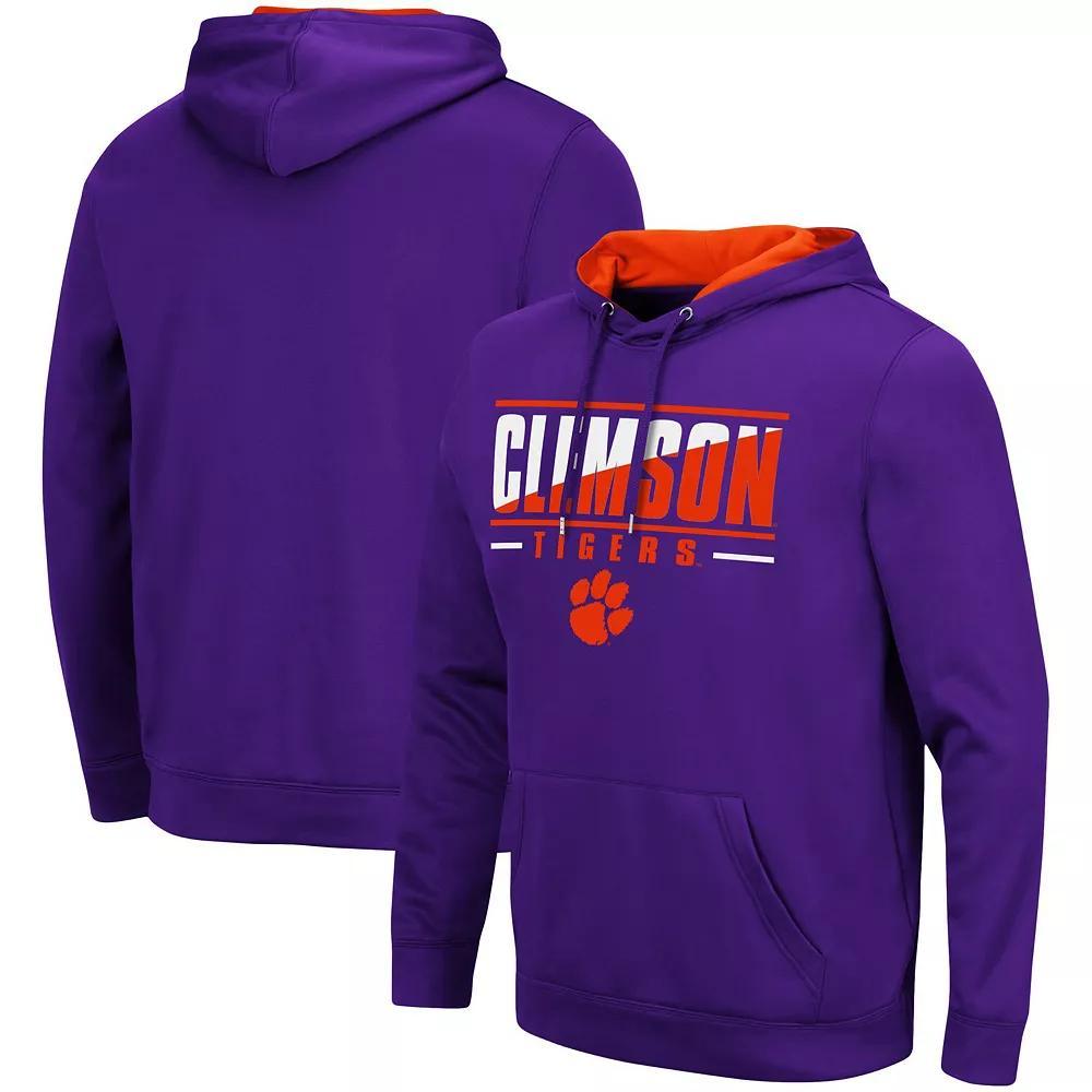 Men's Colosseum Purple Clemson Tigers Slash Stack 2.0 Pullover Hoodie,  Product Image