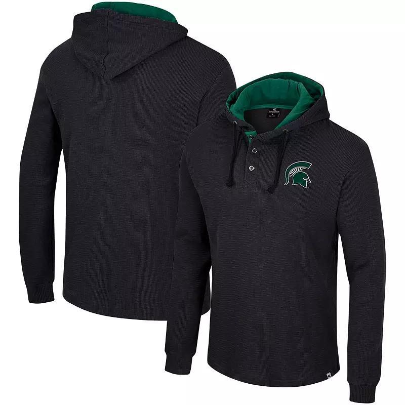 Men's Colosseum Black Michigan State Spartans Affirmative Thermal Hoodie Long Sleeve T-Shirt, Size: Medium Product Image