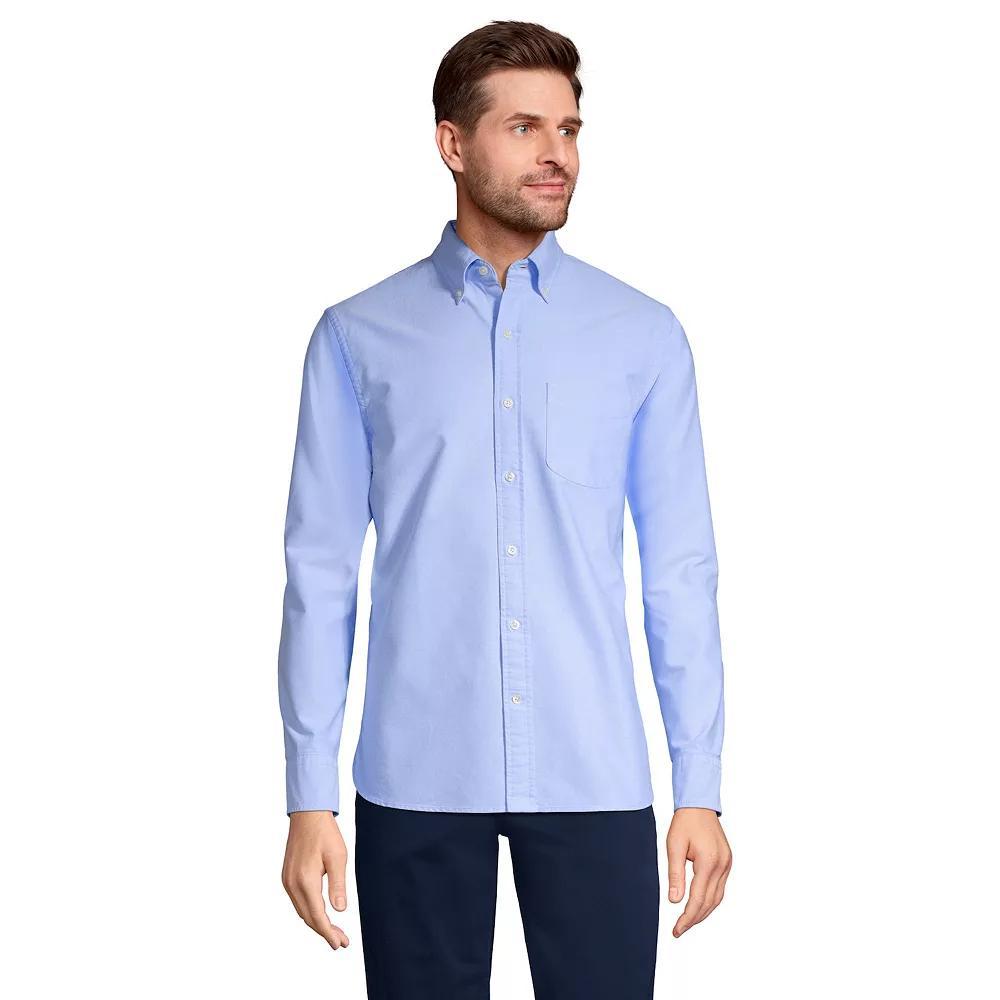 Men's Lands' End Tailored-Fit Sail Rigger Oxford Shirt, Size: XL, Blue Product Image