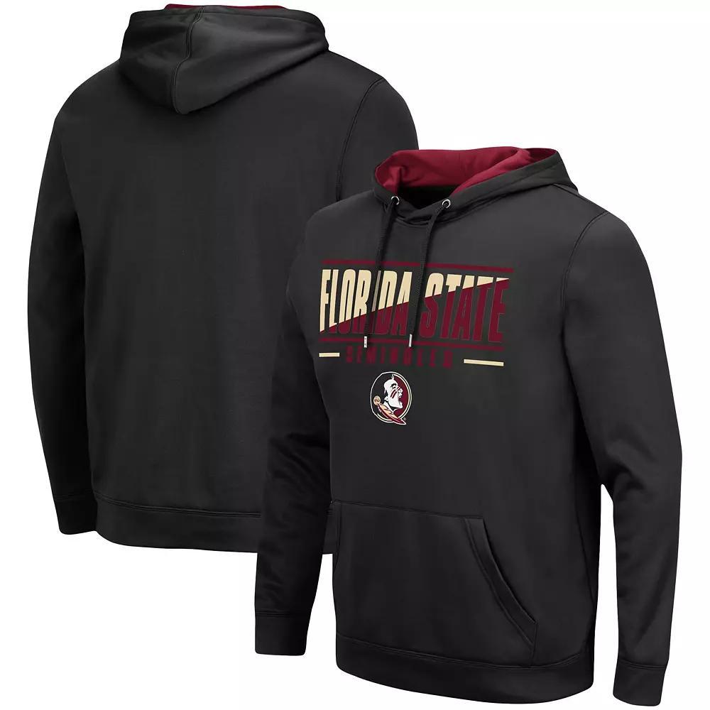 Men's Colosseum Black Florida State Seminoles Slash Stack 2.0 Pullover Hoodie,  Product Image