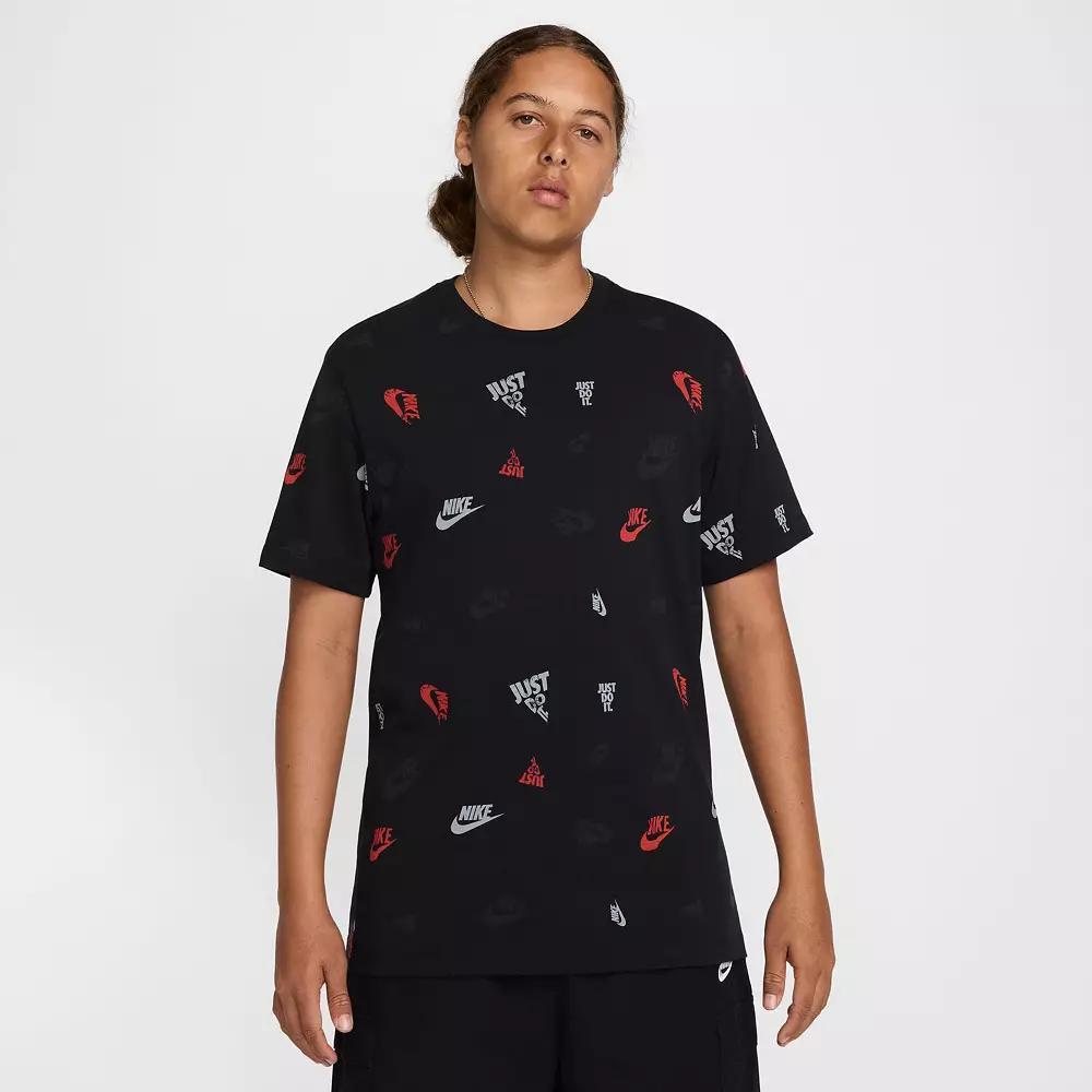 Men's Nike Just Do It Swooshes Pattern Sportswear T-Shirt, Size: Medium, Black Product Image