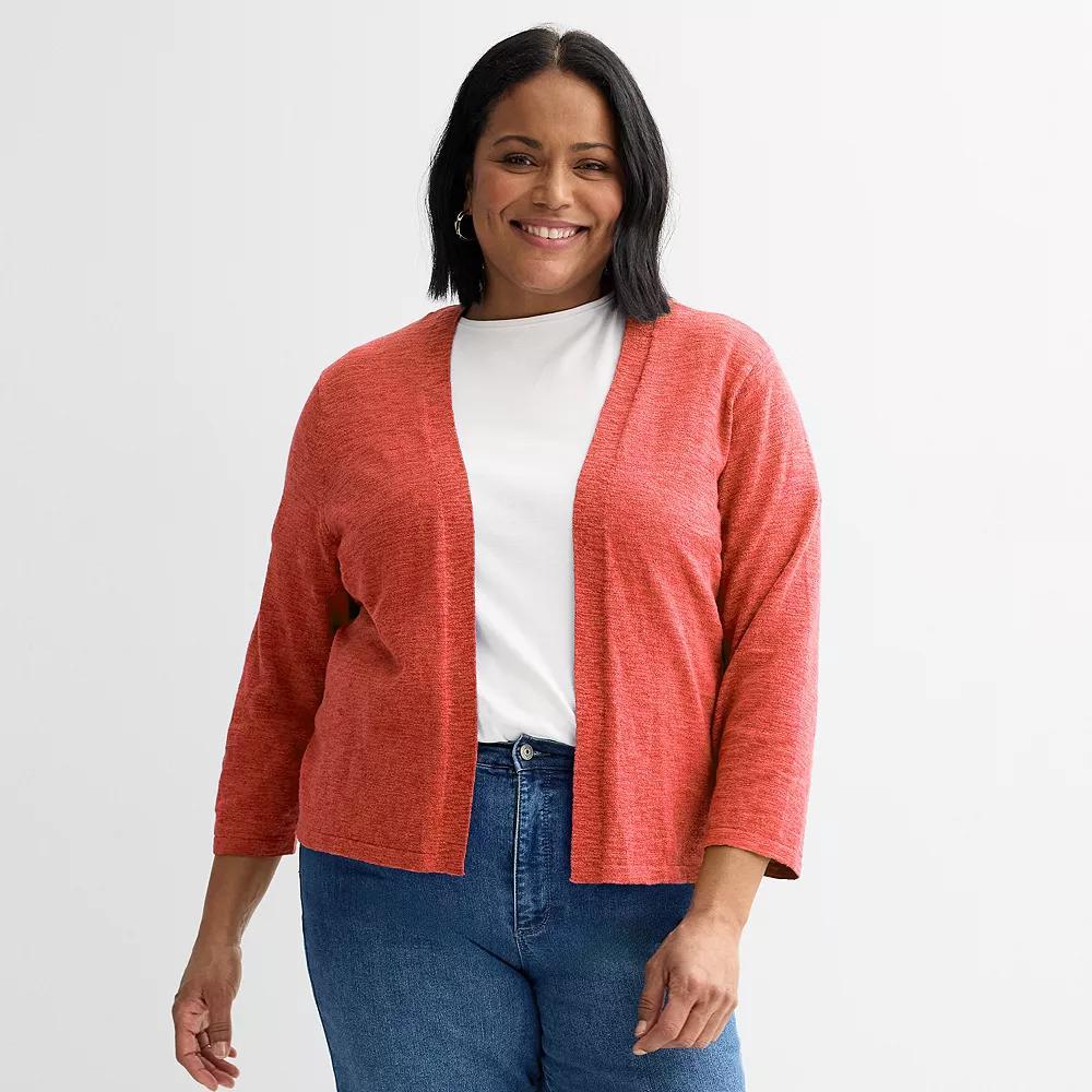 Plus Size Croft & Barrow® Open Front Cardigan, Women's, Size: 4XL, Simply Pink Product Image