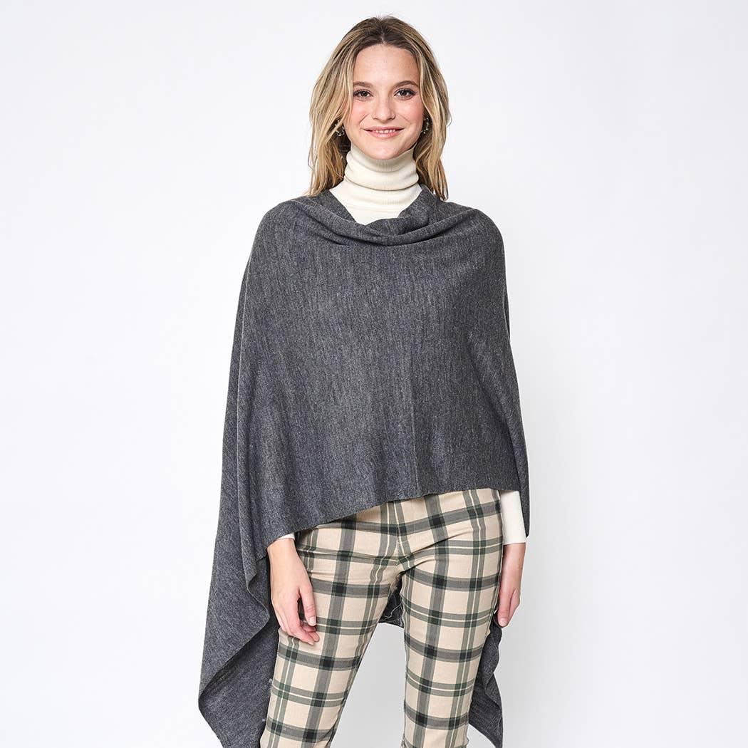 Dark Tone Solid Diamond Shape Scarf Poncho Product Image