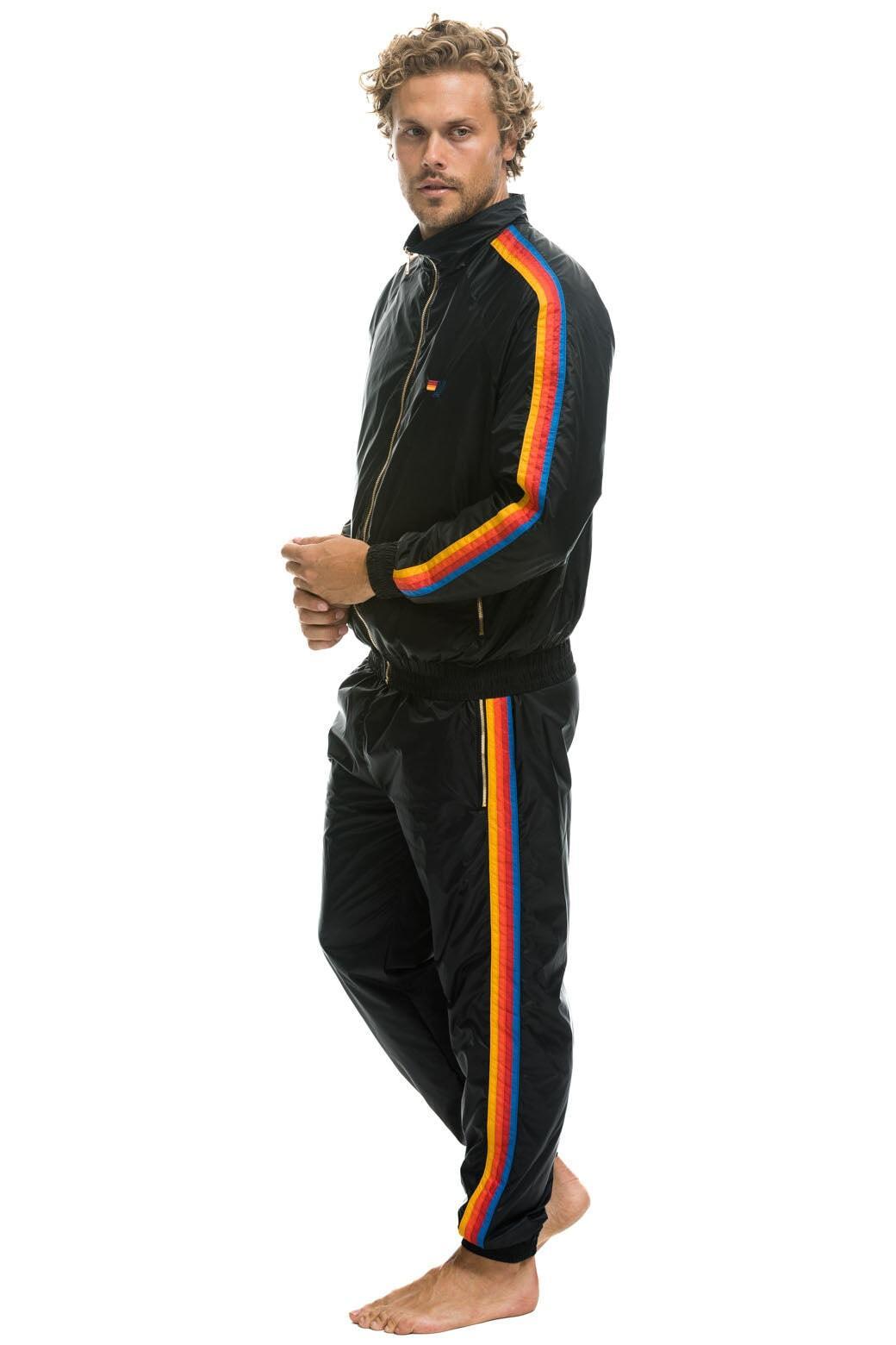 MEN'S 4 STRIPE WINDBREAKER - BLACK Male Product Image