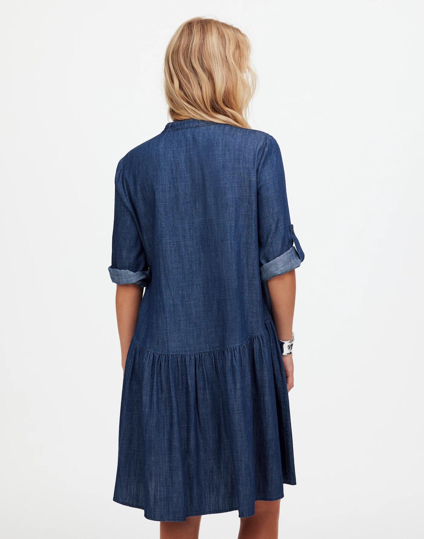 Denim Button-Front Mini Shirtdress Product Image