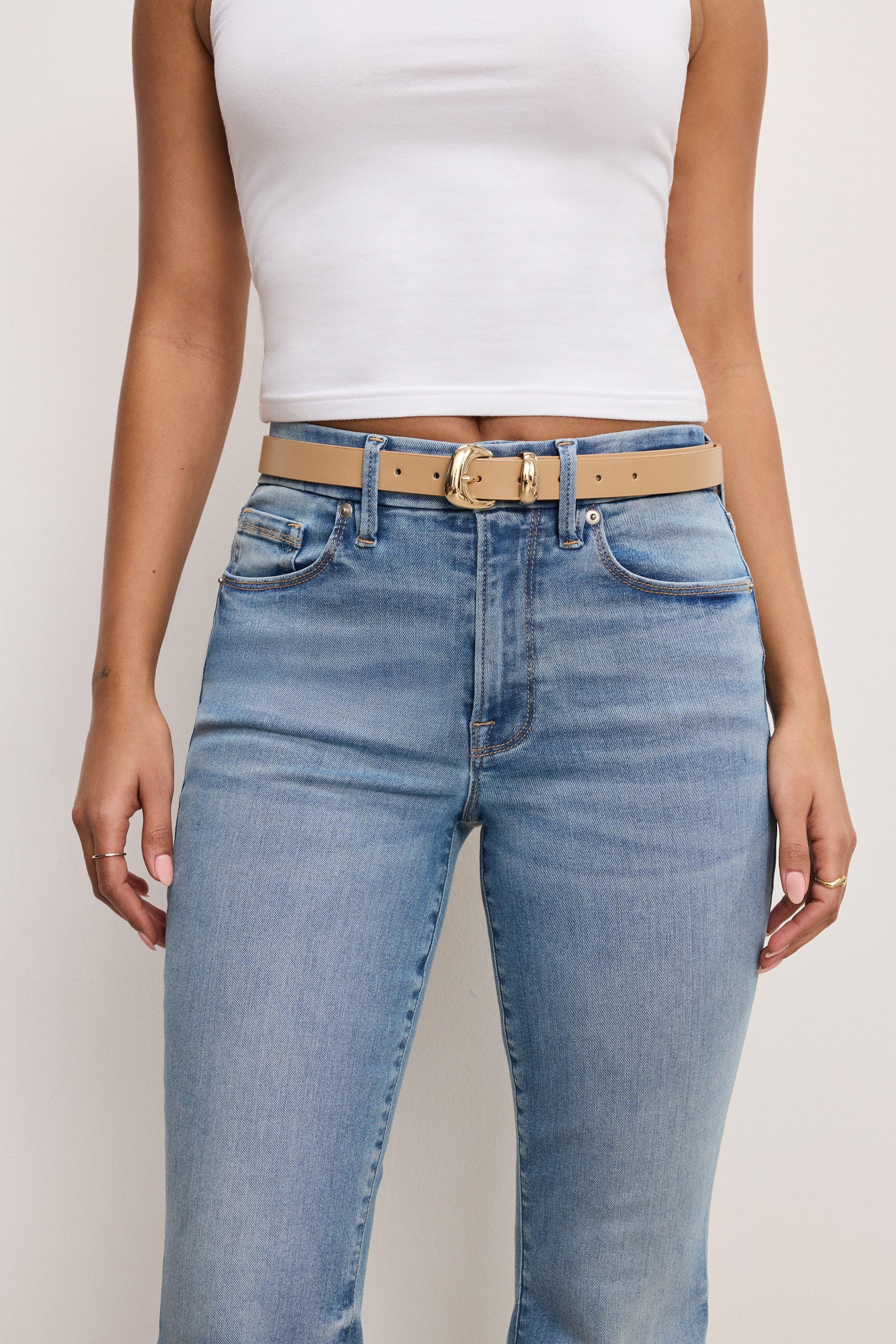 SKINNY BOLD BUCKLE BELT | TAN002 Product Image