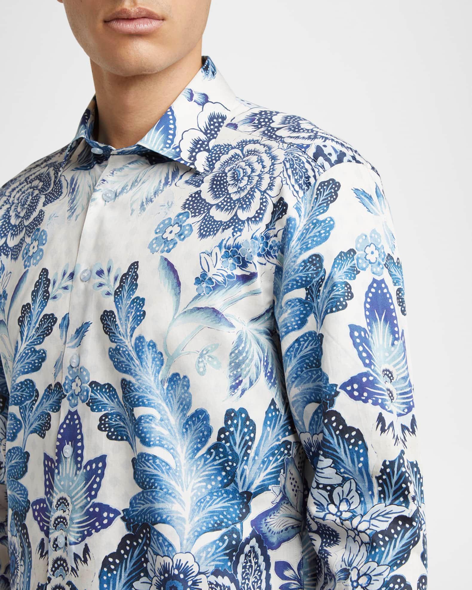 Men's Cotton Abstract Palm Sport Shirt Product Image
