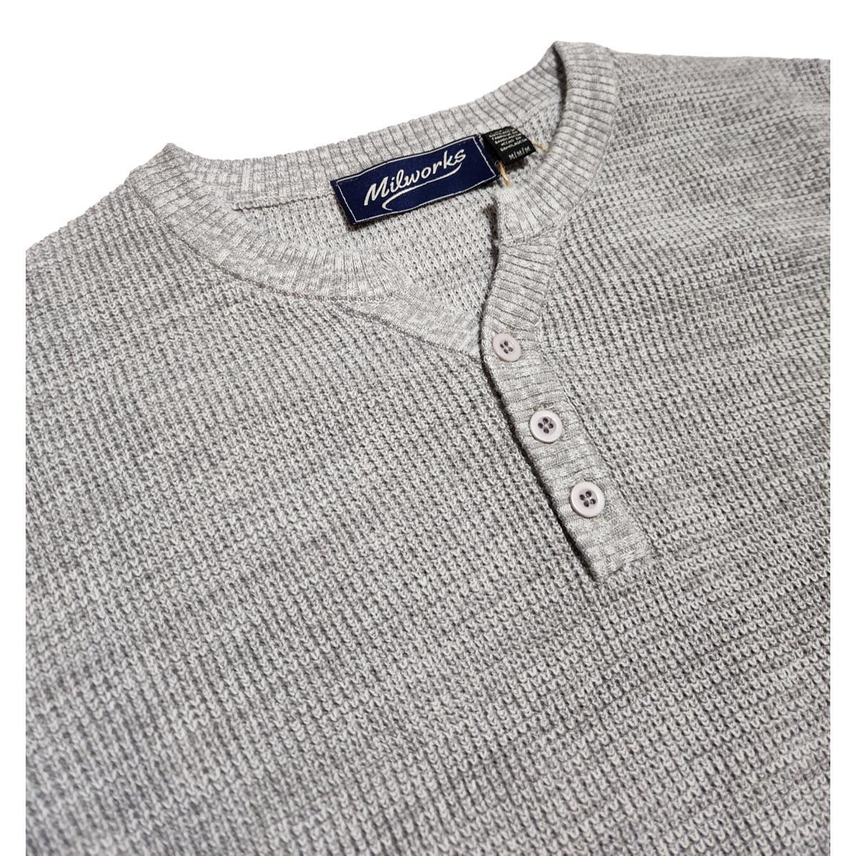 Cotton Henley Sweater Lt. Grey Product Image