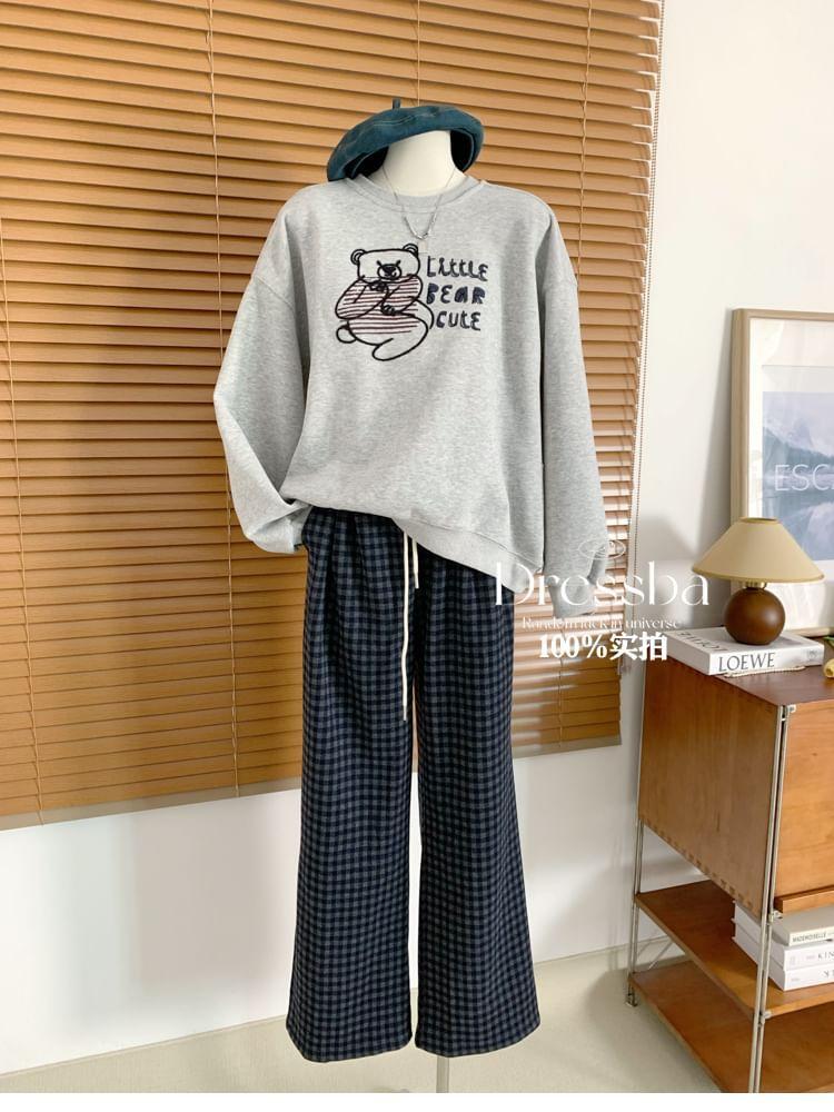 High Waist Plaid Wide Leg Pants Product Image