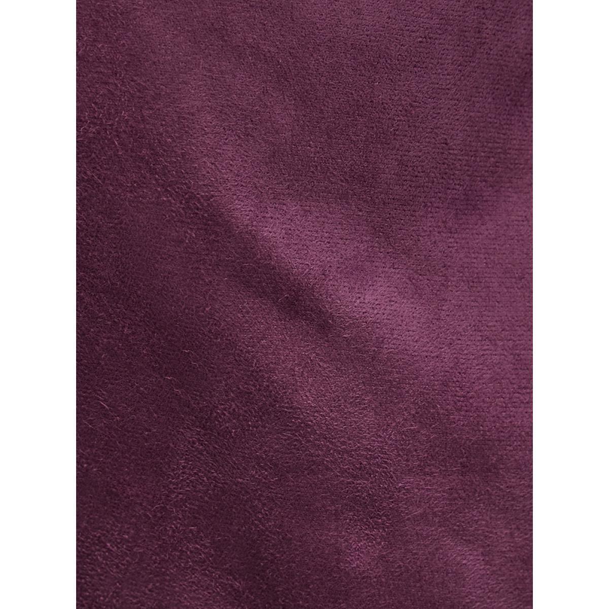 Plus Size Solid Lantern Sleeve Pocket Crochet Lace Dress Burgundy Women Elegant Patchwork V-neck Long Sleeve Curvy Midi Dress BloomChic 26/4X Product Image