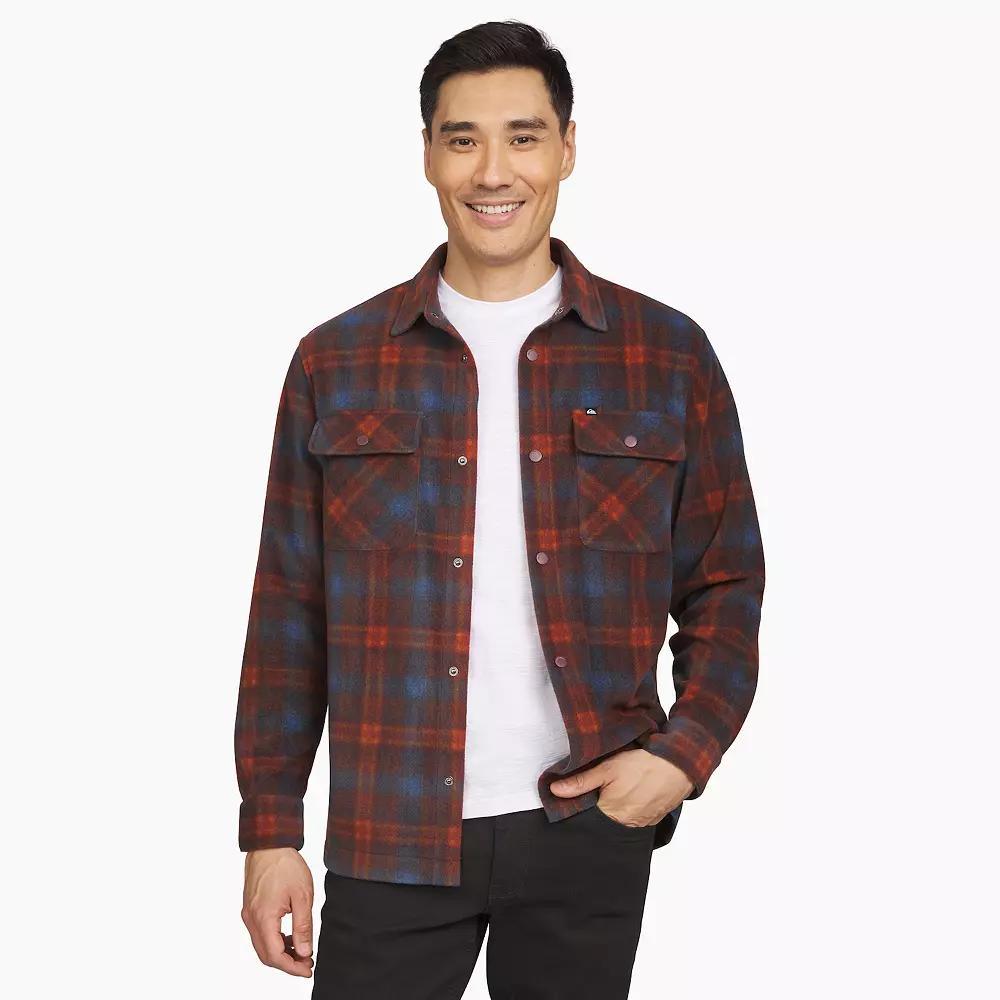 Men's Quiksilver Micro Fleece Long Sleeve Button Down Shirt, Size: Medium, Black Product Image