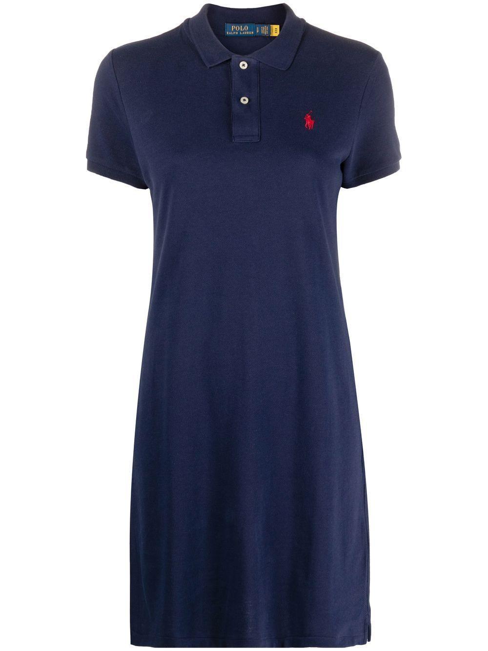 POLO RALPH LAUREN Embroidered Logo Polo Dress In Dark Blue Product Image