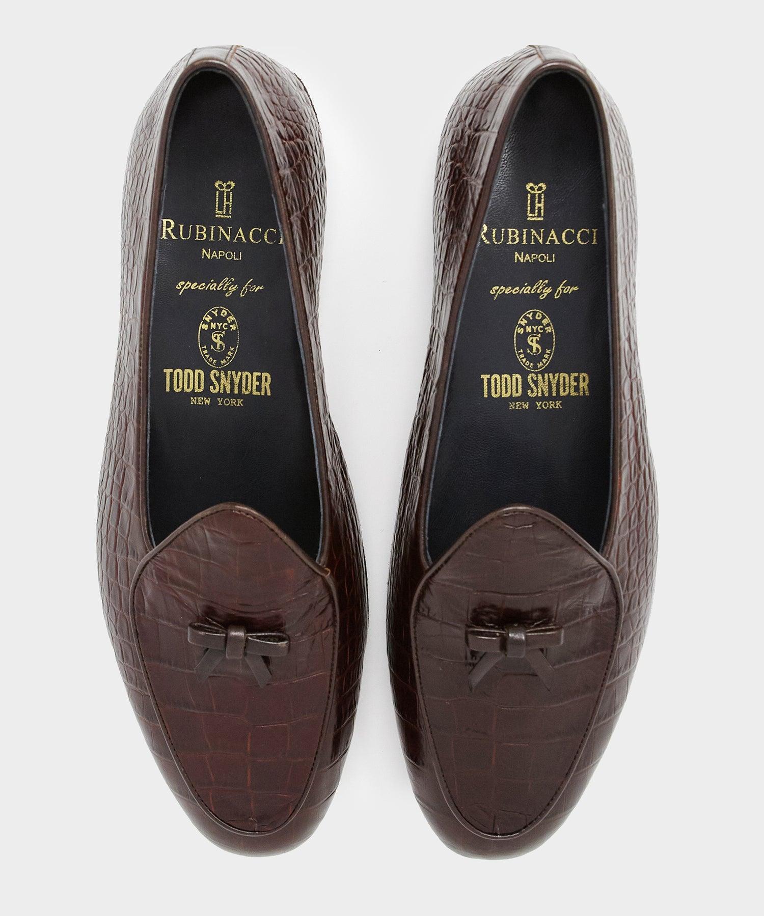 Todd Snyder x Rubinacci Belgian Loafer in Burgundy Croc Product Image