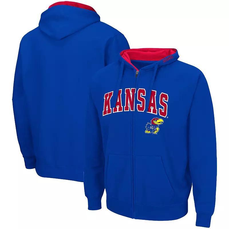 Mens Colosseum Royal Kansas Jayhawks Arch & Logo 3.0 Full-Zip Hoodie Product Image