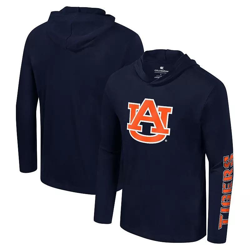 Men's Colosseum Navy Auburn Tigers Logo Lockup Active Blend Long Sleeve  T-Shirt Hoodie, Size: Small, Blue Product Image