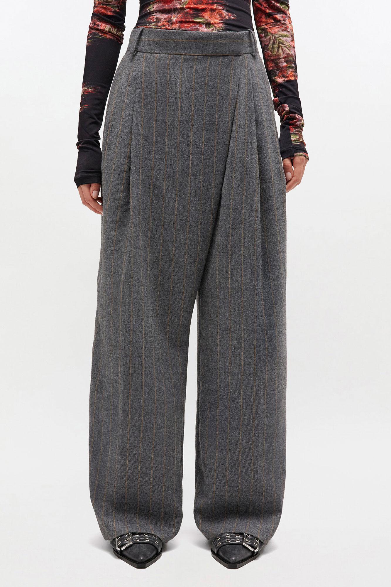 Grey Stripe Cross-over Pants Product Image