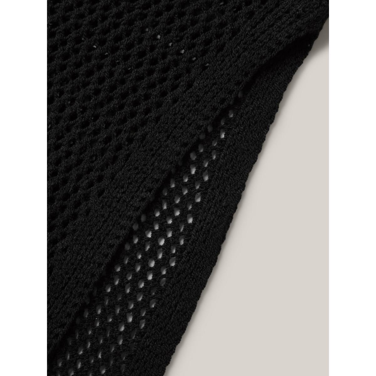 Plus Size Cut-Out Sheer Cat Pattern Swim Cover-Up Women's Swimwear Black Beach Loose Contrast Curve Swim Cover Ups BloomChic 14-16/1X Product Image