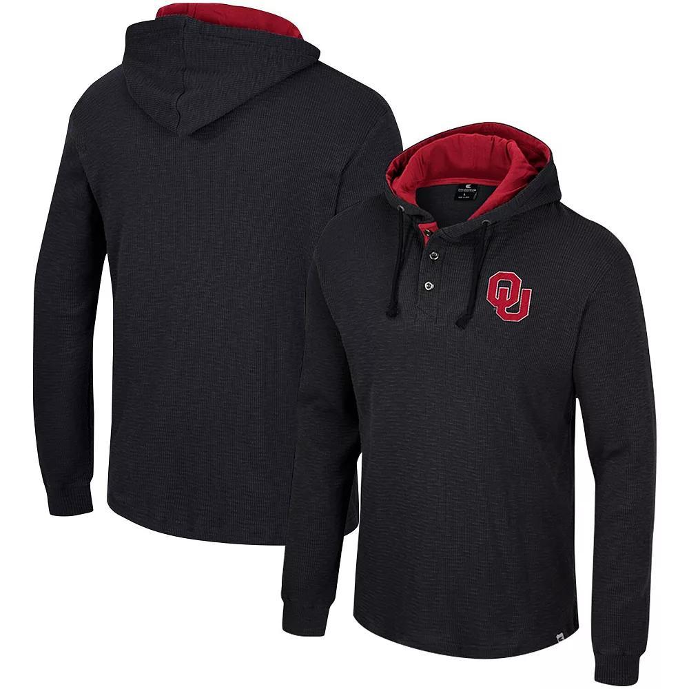 Men's Colosseum Black Oklahoma Sooners Affirmative Thermal Hoodie Long Sleeve T-Shirt, Size: Large Product Image