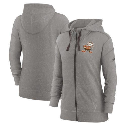 Womens Nike Heather Charcoal Cleveland Browns Gym Vintage Full-Zip Hoodie Product Image