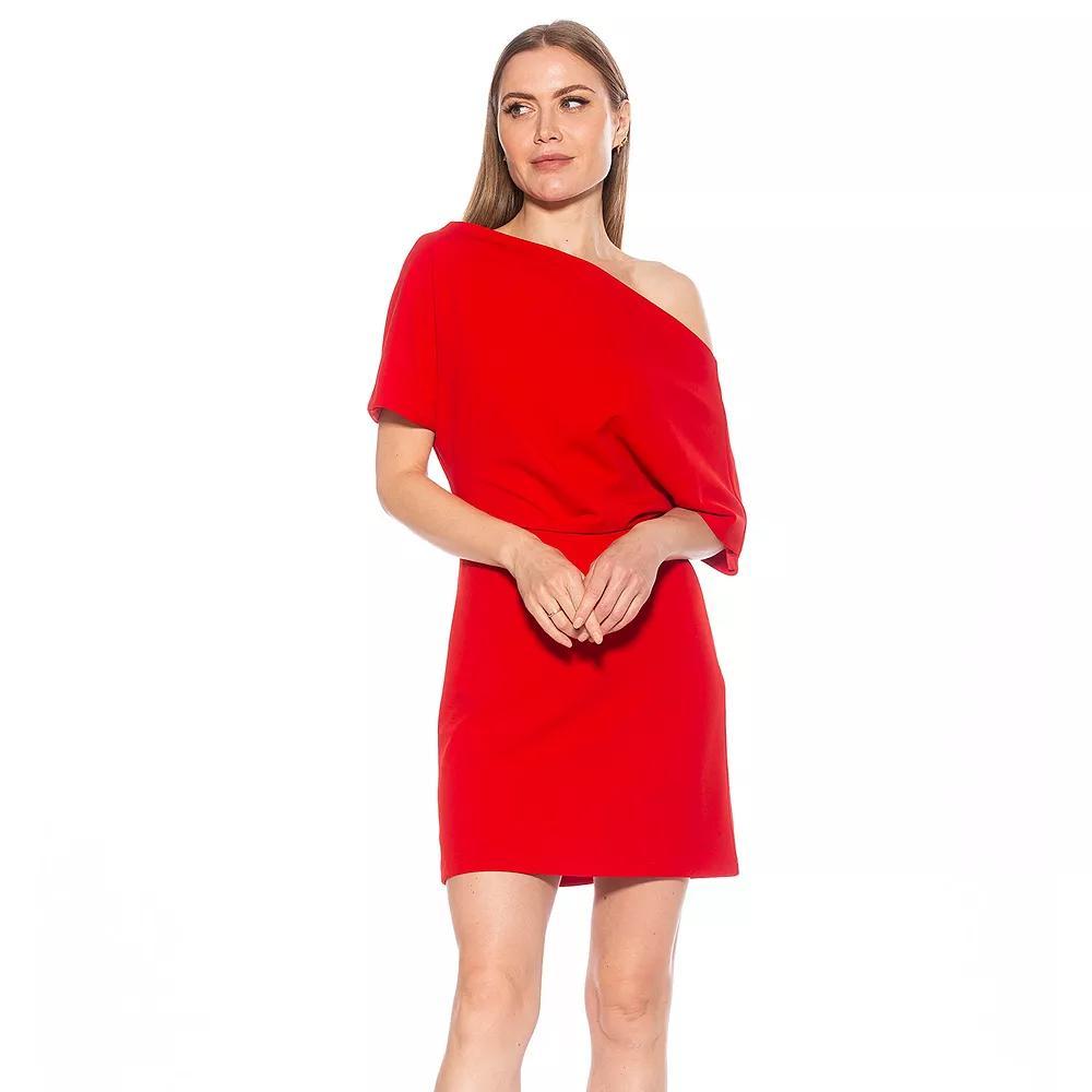 Women's ALEXIA ADMOR Draped Shoulder Mini A-Line Dress,  Product Image