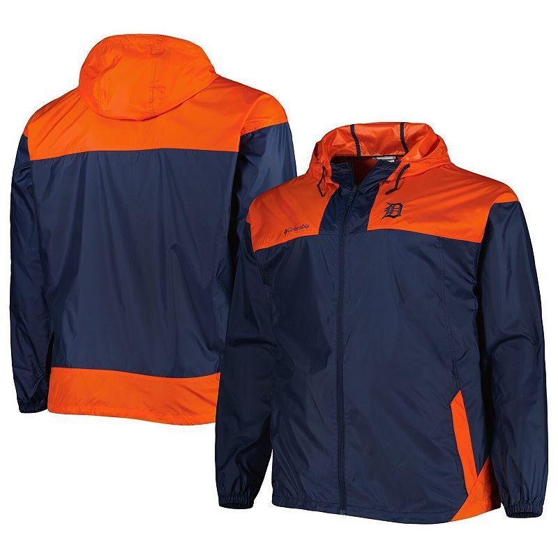 Mens Columbia Detroit Tigers Flash Forward Challenger Omni-Shade Full-Zip Windbreaker Blue Product Image