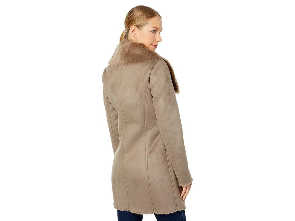 Calvin Klein Asymmetrical Faux Shearling (Grey) Women's Coat Product Image