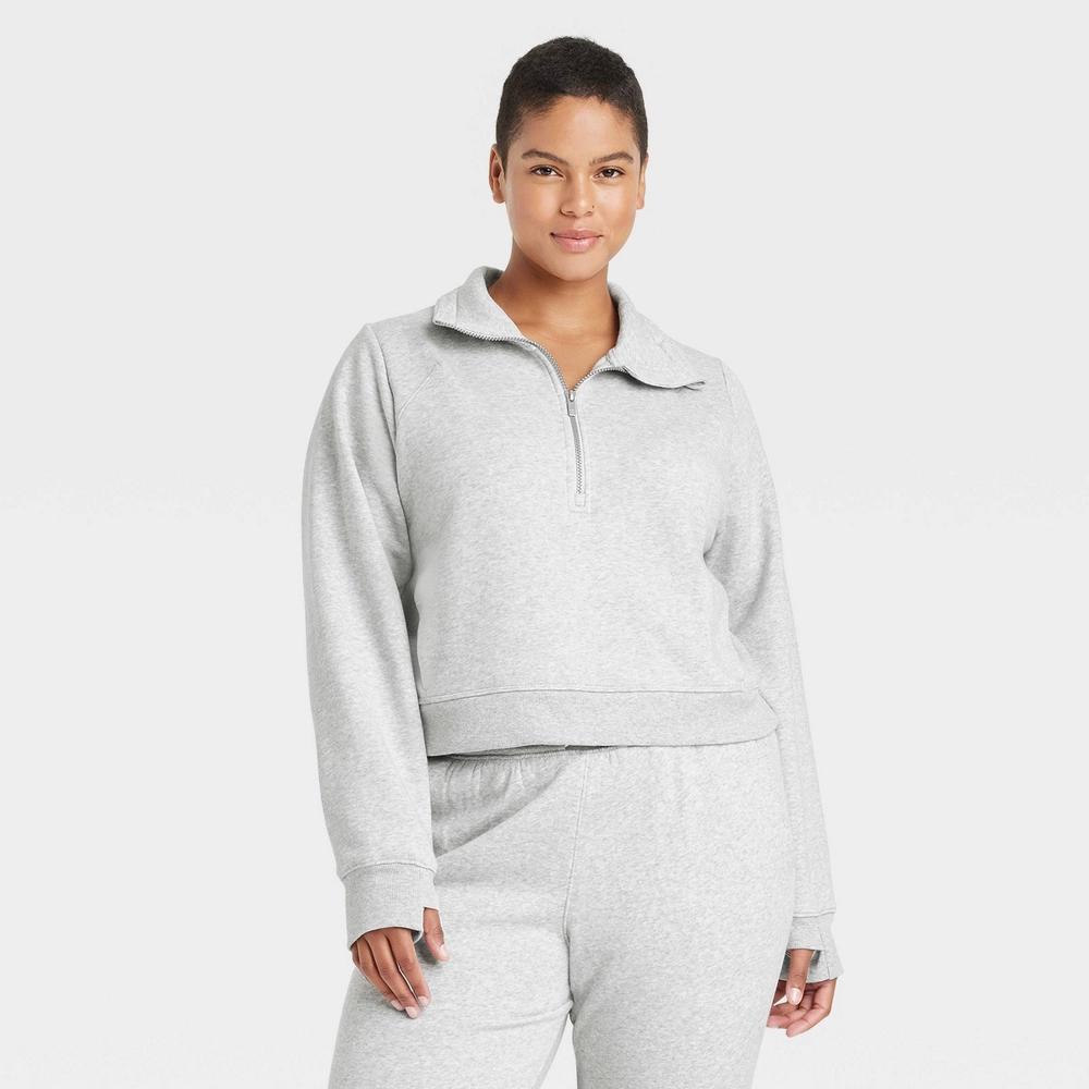 Womens Fleece Half Zip Pullover Sweatshirt - All In Motion Heathered Product Image