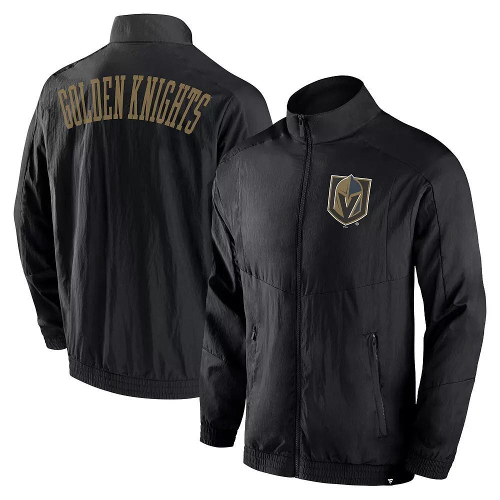 Men's Fanatics Black Vegas Golden Knights Step Up Crinkle Raglan Full-Zip Windbreaker Jacket,  Product Image