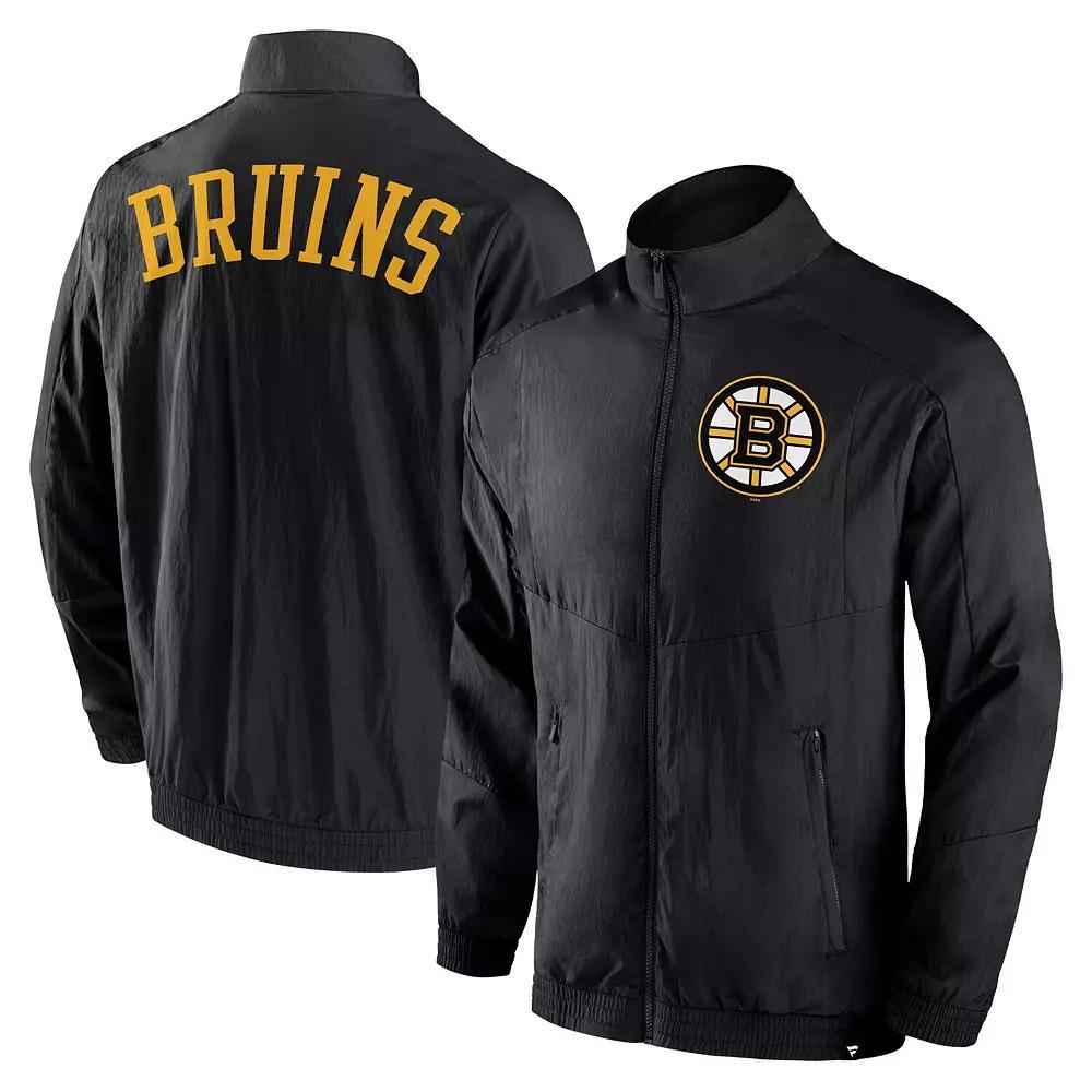 Men's Fanatics Black Boston Bruins Step Up Crinkle Raglan Full-Zip Windbreaker Jacket,  Product Image