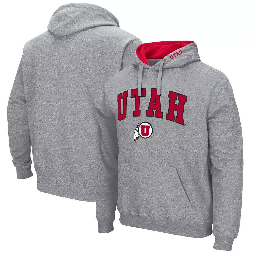 Men's Colosseum Heathered Gray Utah Utes Arch and Logo Pullover Hoodie,  Product Image