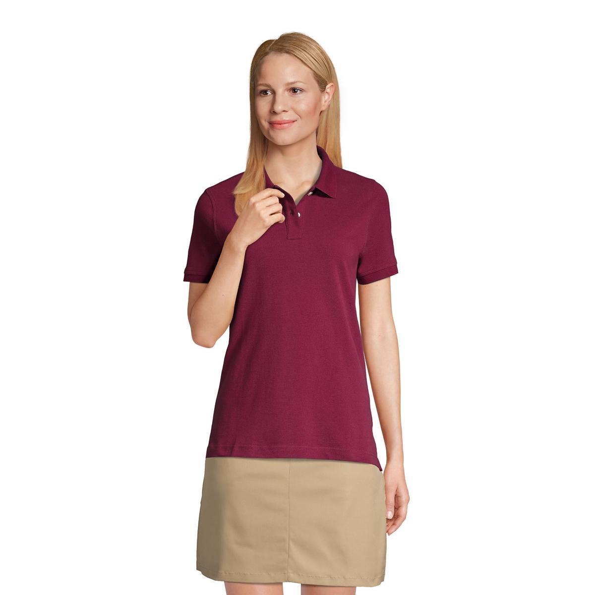 Women's Lands' End School Uniform Short Sleeve Mesh Polo Shirt, Size: Small, Red Product Image