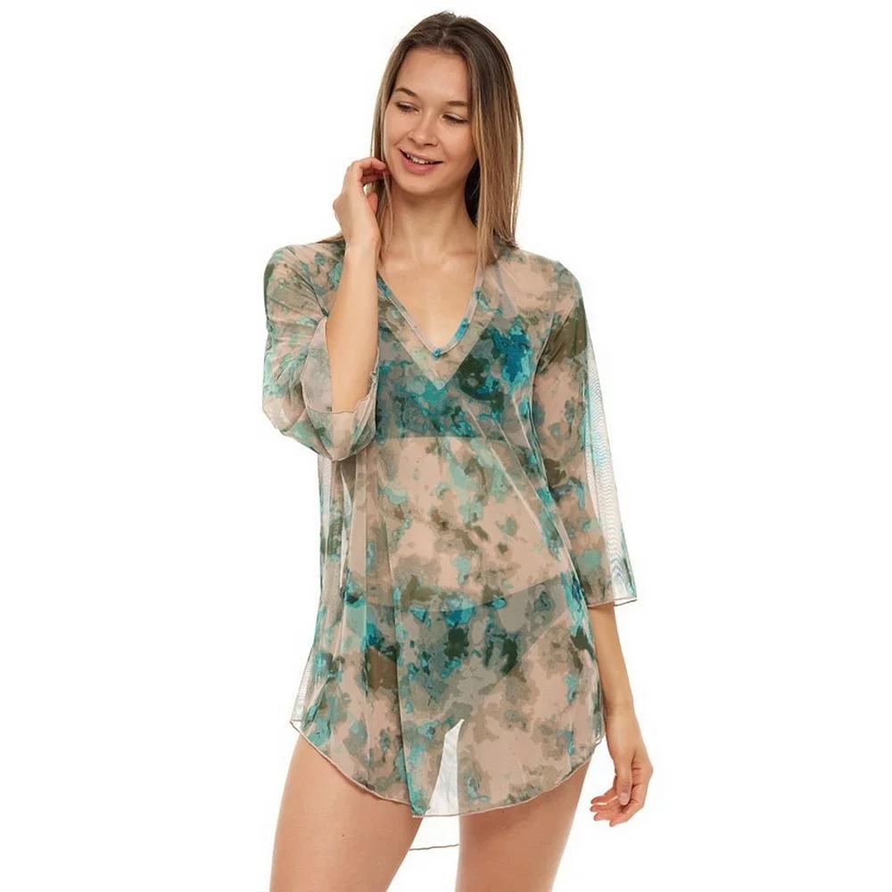 Women's Jordan Taylor Printed Mesh Tunic Swim Cover-Up,  Product Image
