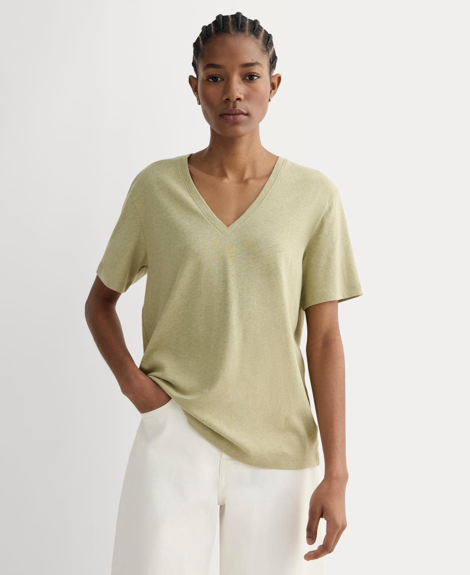Womens Slouchy V-Neck T-Shirt in Cotton Linen by Everlane Product Image